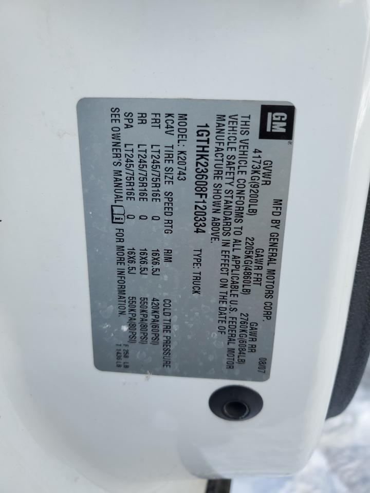 2008 GMC Sierra VIN 1GTHK23608F120334 Copart auction photo, mechanical / all over damage thumbnail 14
