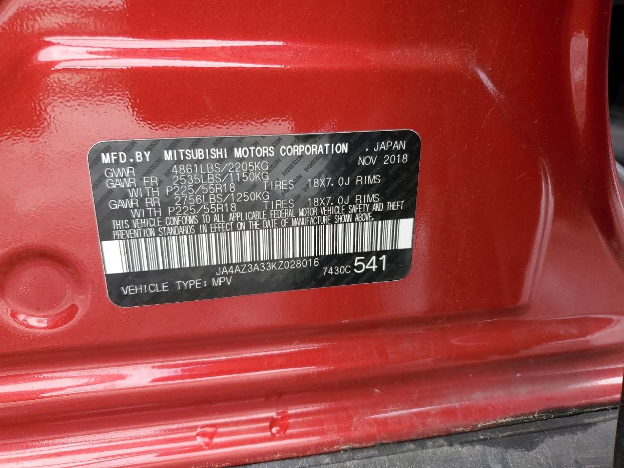 2019 Mitsubishi Outlander VIN JA4AZ3A33KZ028016 Copart auction photo, front end damage thumbnail 16
