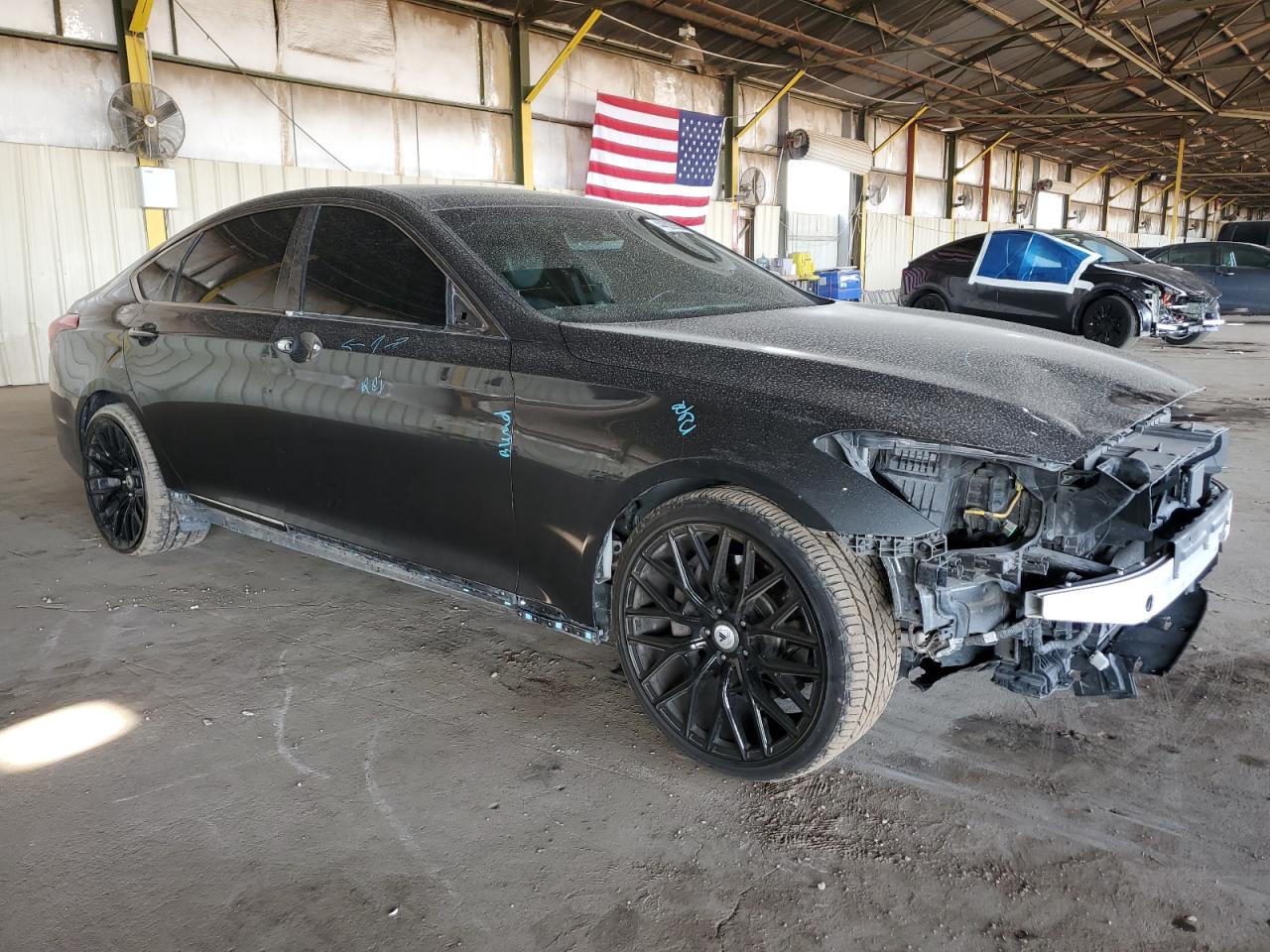 2019 Genesis G80 VIN KMTFN4JE2KU321466 Copart auction photo, front end / side damage thumbnail 4