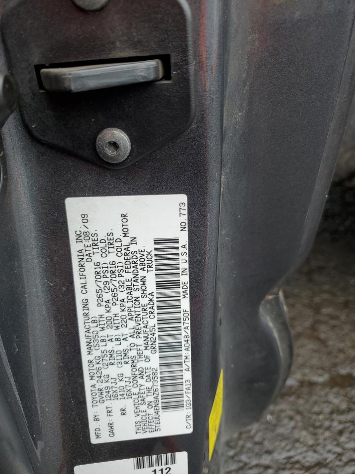 2010 Toyota Tacoma VIN 5TEUU4EN9AZ673582 Copart auction photo, front end / side damage thumbnail 13
