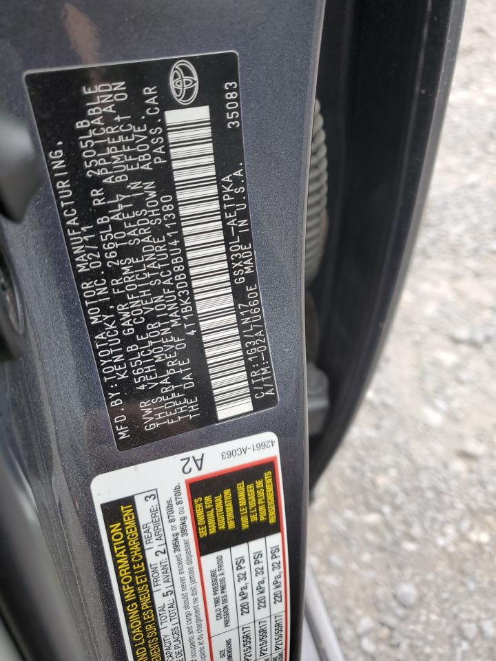 2011 Toyota Avalon VIN 4T1BK3DB8BU411380 Copart auction photo, front end damage thumbnail 12