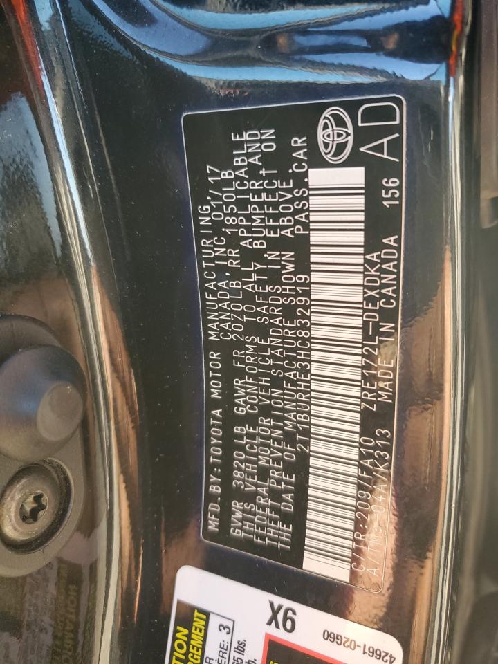 2017 Toyota Corolla VIN 2T1BURHE3HC832919 Copart auction photo, front end damage thumbnail 12