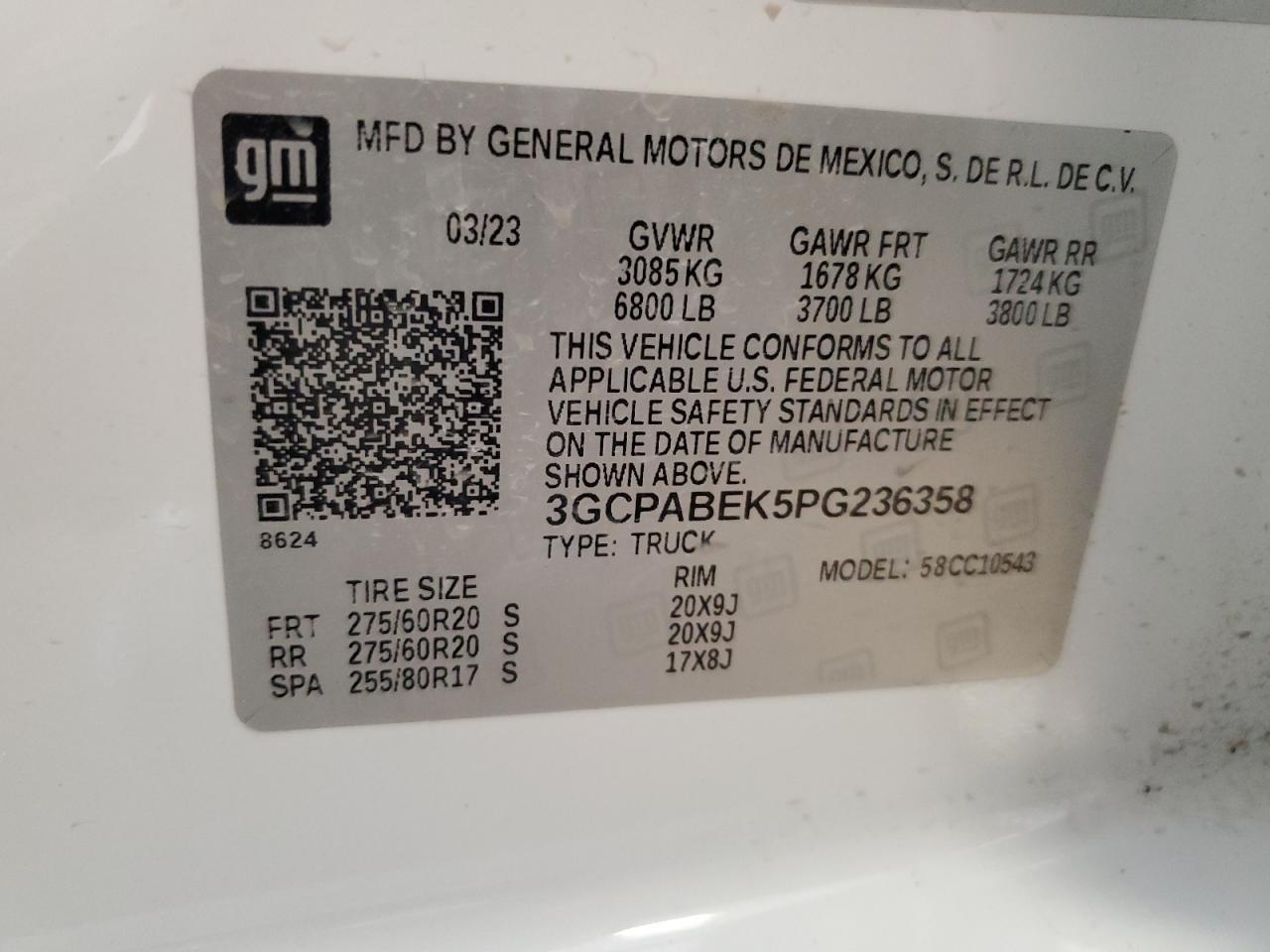 2023 Chevrolet Silverado VIN 3GCPABEK5PG236358 Copart auction photo, all over damage thumbnail 12