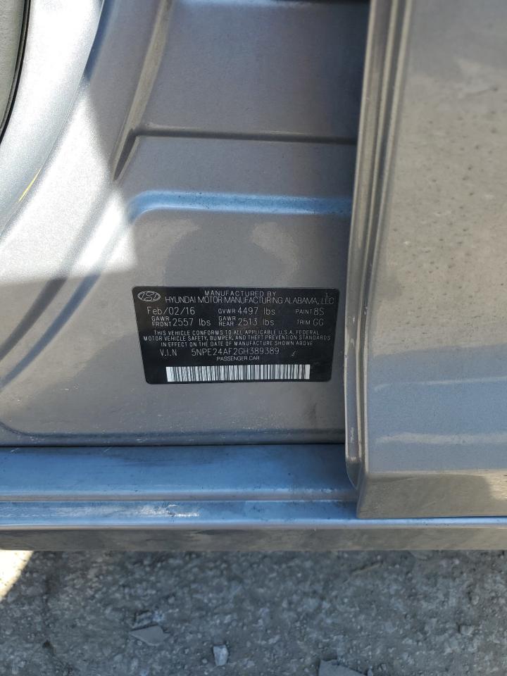 2016 Hyundai Sonata VIN 5NPE24AF2GH389389 Copart auction photo, rear end damage thumbnail 12