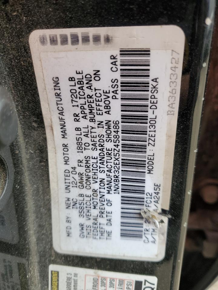 2005 Toyota Corolla VIN 1NXBR32EX5Z458486 Copart auction photo, mechanical damage thumbnail 12