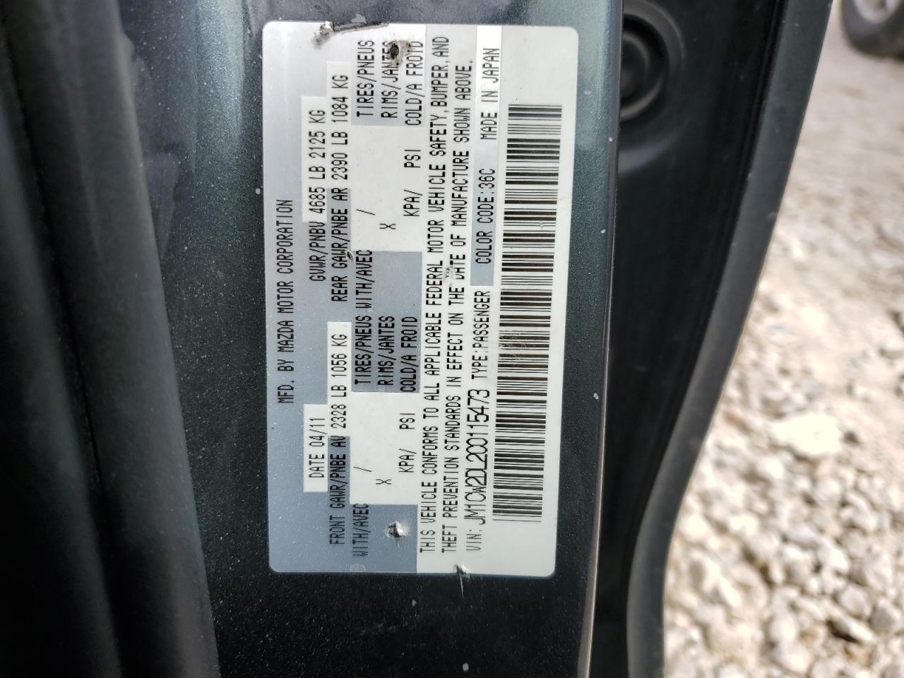 2012 Mazda 5 VIN JM1CW2DL2C0115473 Copart auction photo, front end damage thumbnail 13