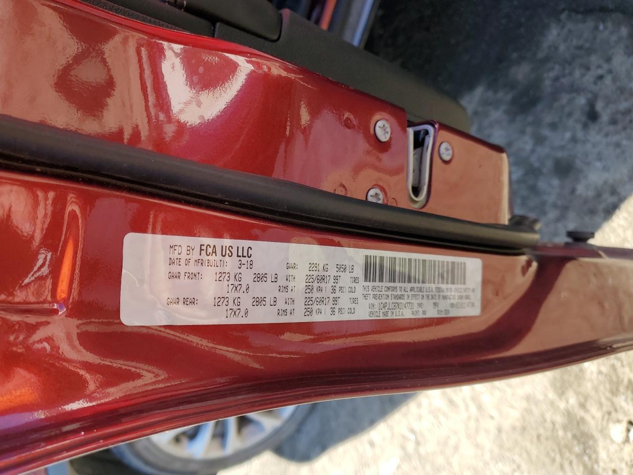 2019 Jeep Grand Cherokee VIN 1C4PJLCB7KD147731 Copart auction photo, side damage thumbnail 15