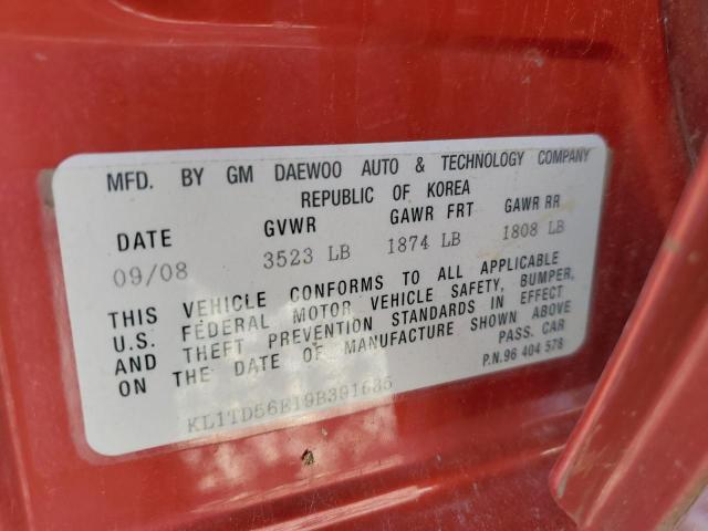 2009 Chevrolet Aveo VIN KL1TD56E19B391685 Copart auction photo, side / minor dent/scratches damage thumbnail 12