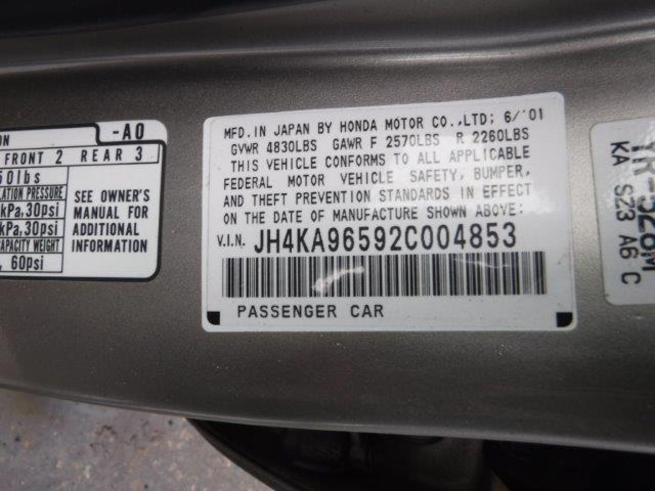 2002 Acura RL VIN JH4KA96592C004853 Copart auction photo, all over damage thumbnail 9