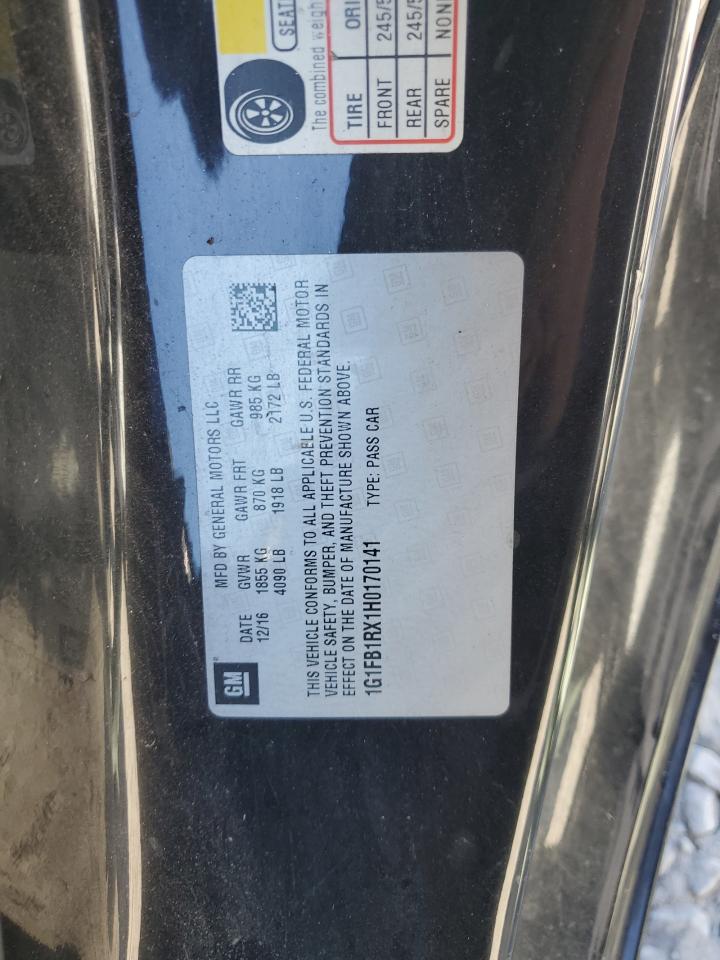 2017 Chevrolet Camaro VIN 1G1FB1RX1H0170141 Copart auction photo, front end damage thumbnail 14