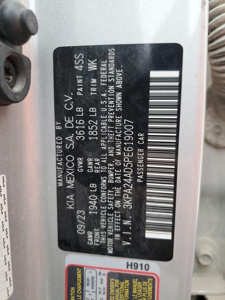 2023 KIA Rio VIN 3KPA24AD5PE619007 Copart auction photo, all over damage thumbnail 15