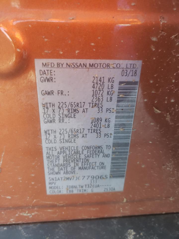 2018 Nissan Rogue VIN 5N1AT2MV7JC779065 Copart auction photo, rear end damage thumbnail 15