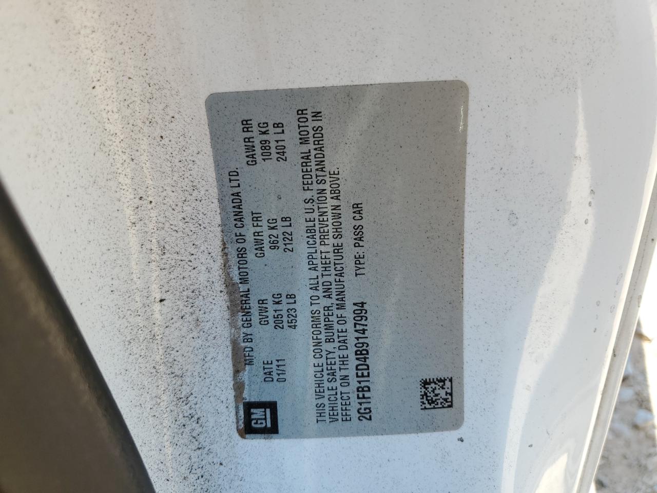 2011 Chevrolet Camaro VIN 2G1FB1ED4B9147994 Copart auction photo, front end / minor dent/scratches damage thumbnail 15