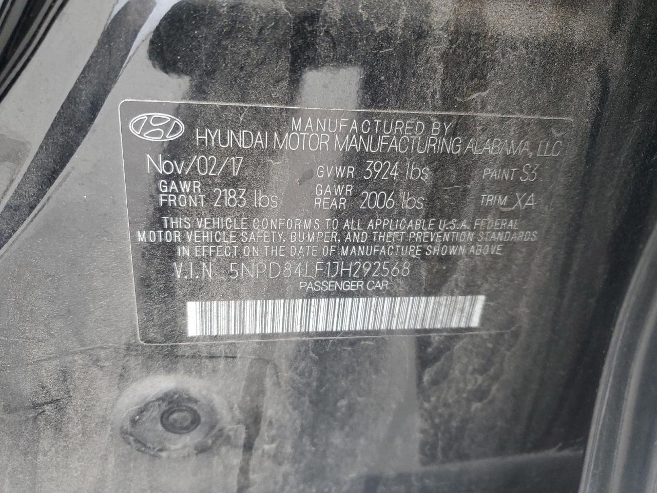 2018 Hyundai Elantra VIN 5NPD84LF1JH292568 Copart auction photo, side damage thumbnail 12