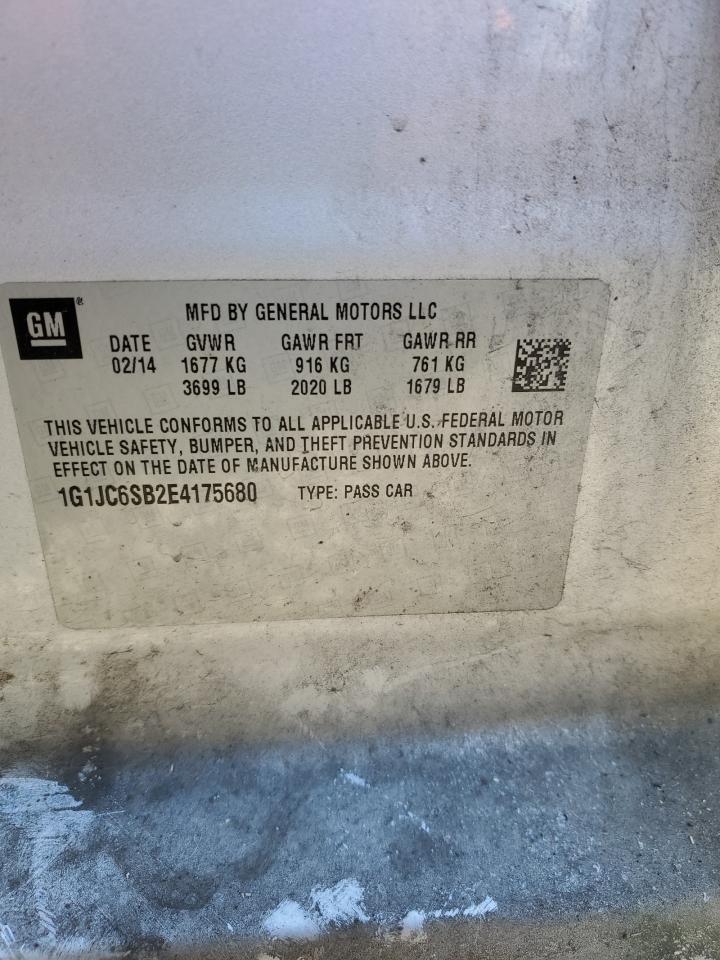 2014 Chevrolet Sonic VIN 1G1JC6SB2E4175680 Copart auction photo, front end / rear end damage thumbnail 13