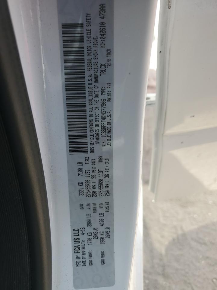 2019 RAM 1500 VIN 1C6SRFFT4KN577906 Copart auction photo, water/flood damage thumbnail 13