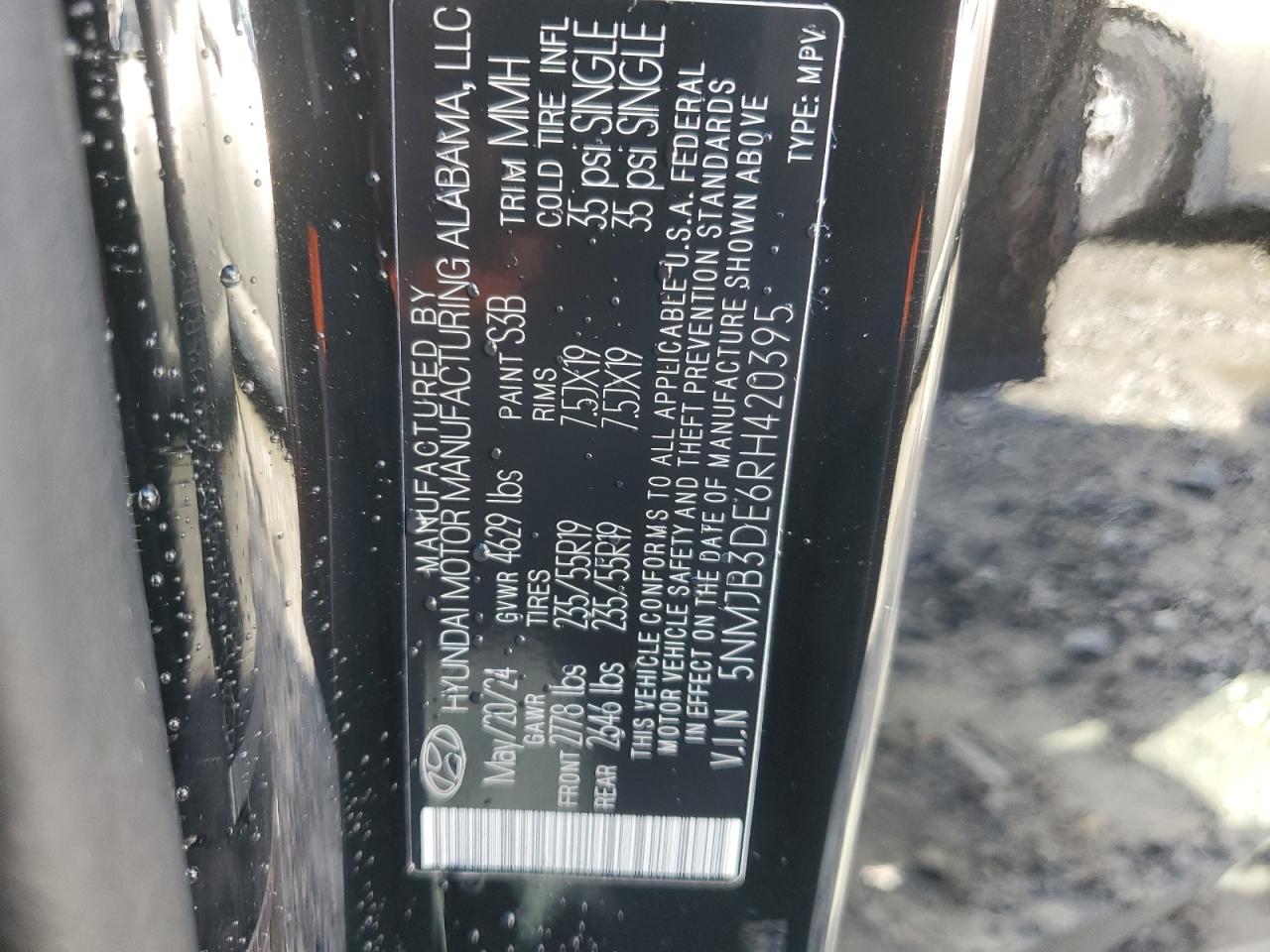 2024 Hyundai Tucson VIN 5NMJB3DE6RH420395 Copart auction photo, front end / minor dent/scratches damage thumbnail 14