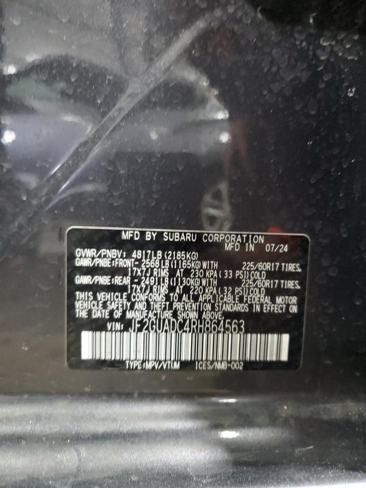 2024 Subaru XV VIN JF2GUADC4RH864563 Copart auction photo, front end damage thumbnail 14