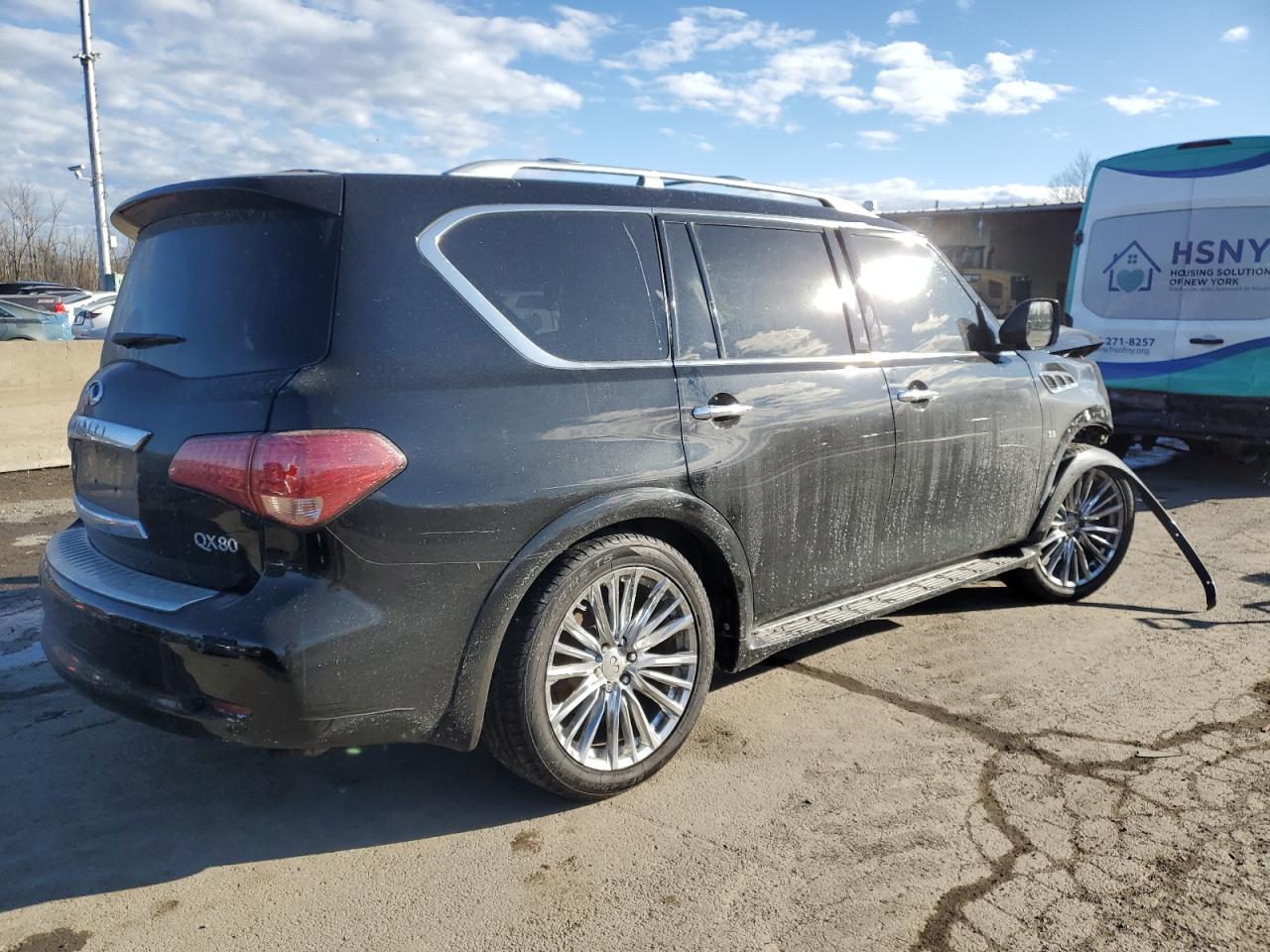 2014 Infiniti QX80 VIN JN8AZ2NC5E9352281 Copart auction photo, front end / minor dent/scratches damage thumbnail 3
