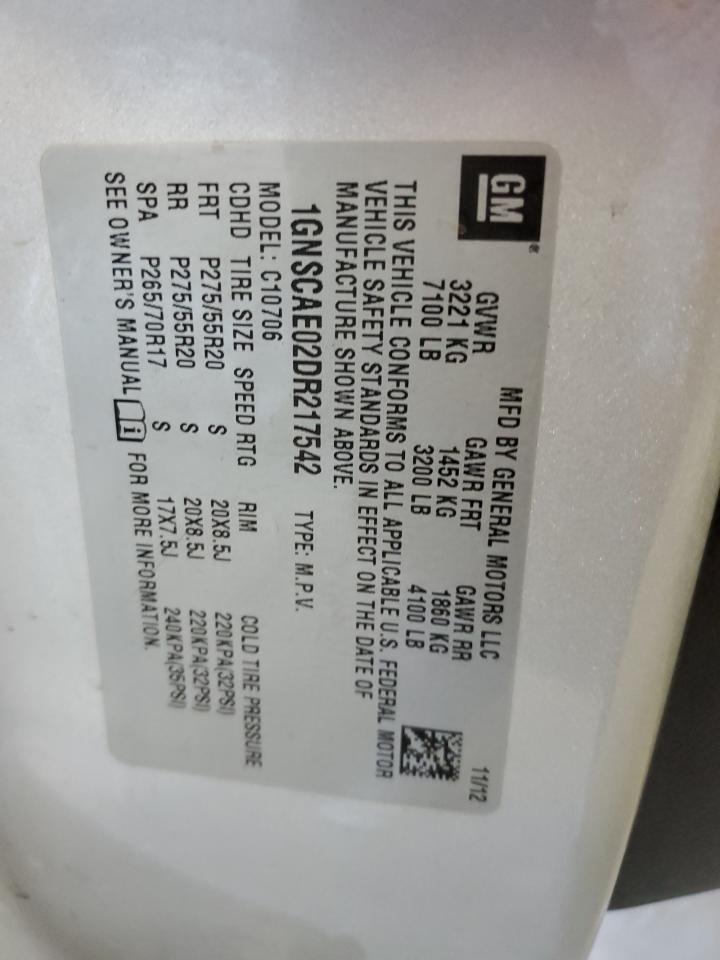 2013 Chevrolet Tahoe VIN 1GNSCAE02DR217542 Copart auction photo, front end / hail damage thumbnail 15