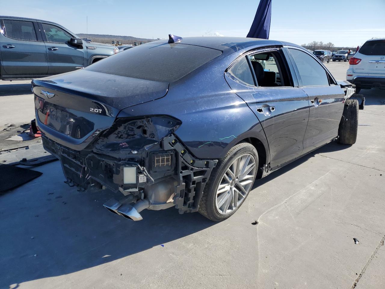 2020 Genesis G70 VIN KMTG34LA5LU053373 Copart auction photo, front end / rear end damage thumbnail 3