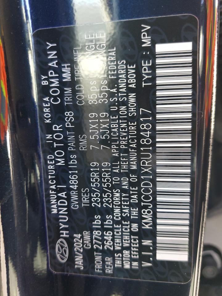 2024 Hyundai Tucson VIN KM8JCCD1XRU184817 Copart auction photo, front end damage thumbnail 13
