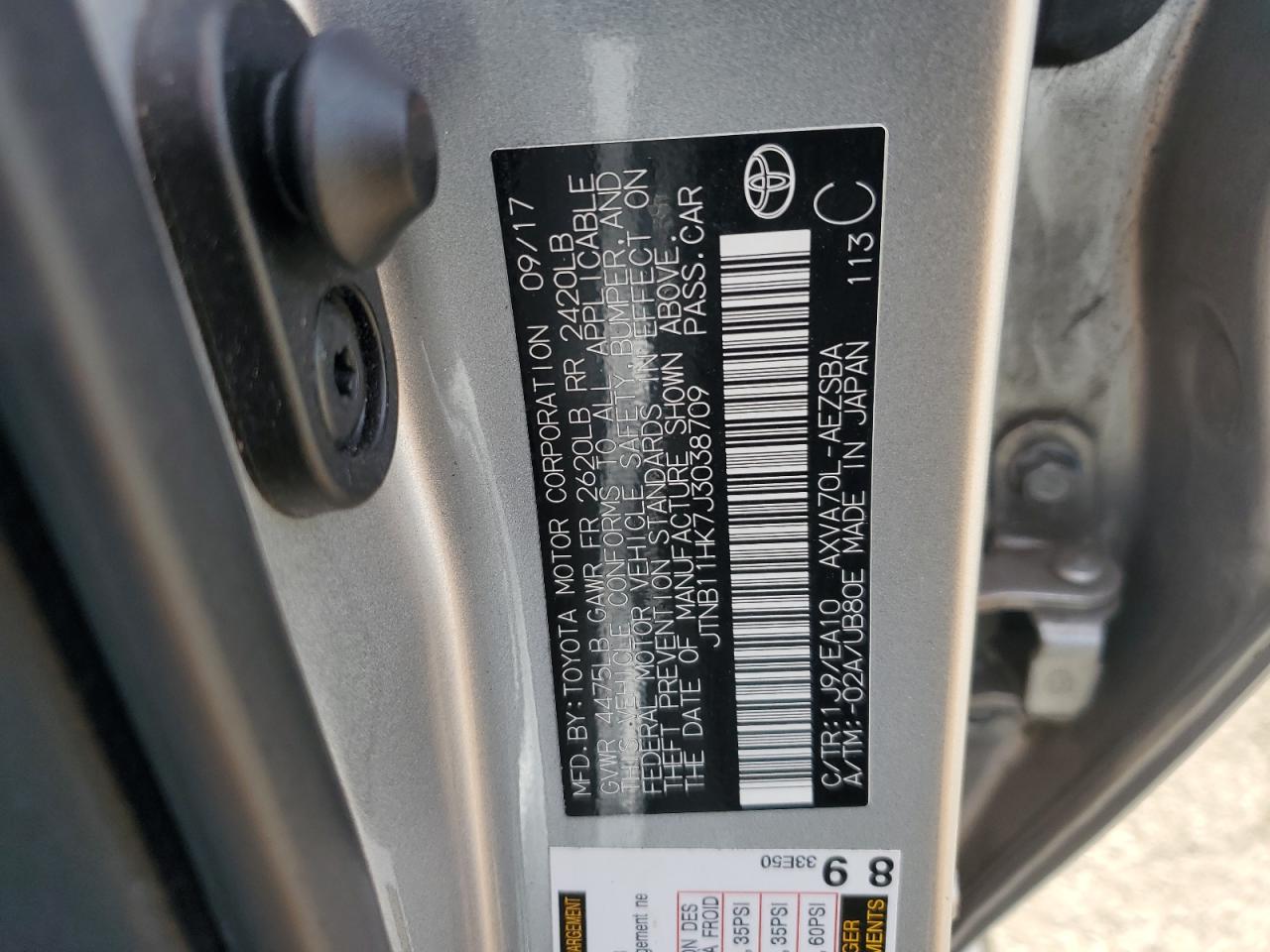 2018 Toyota Camry VIN JTNB11HK7J3038709 Copart auction photo, front end damage thumbnail 14