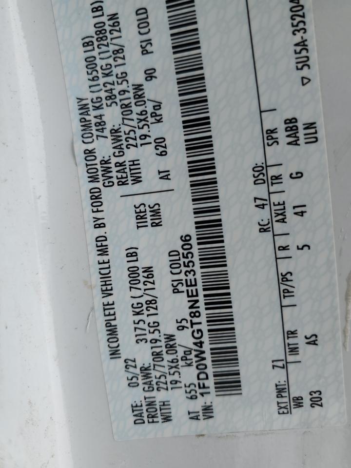 2022 Ford F450 VIN 1FD0W4GT8NEE35506 Copart auction photo, front end / rear end damage thumbnail 13