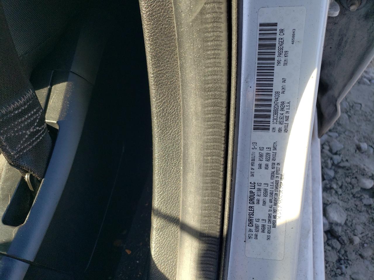 2013 Chrysler 200 VIN 1C3CCBBB2DN744338 Copart auction photo, rear end / minor dent/scratches damage thumbnail 12