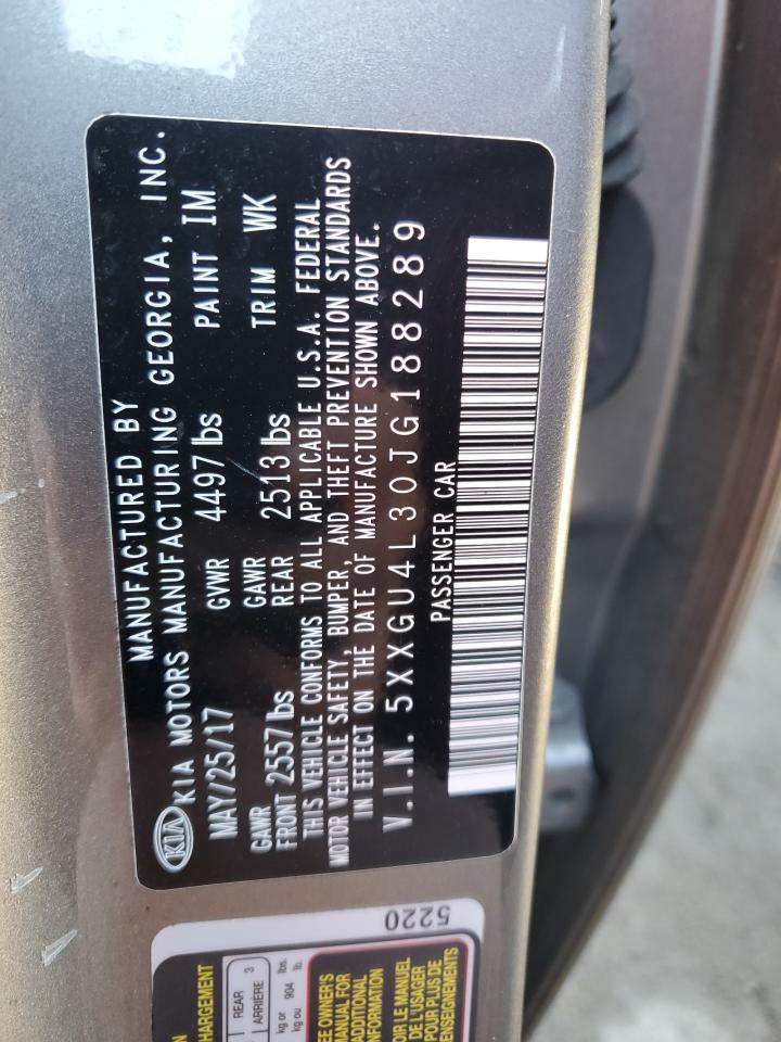 2018 KIA Optima VIN 5XXGU4L30JG188289 Copart auction photo, front end / rear end damage thumbnail 12