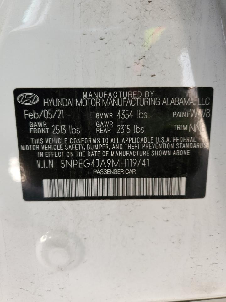2021 Hyundai Sonata VIN 5NPEG4JA9MH119741 Copart auction photo, front end / side damage thumbnail 14