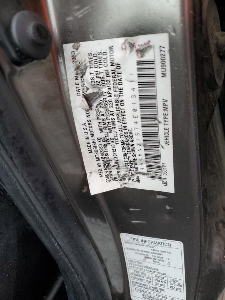 2004 Mitsubishi Endeavor VIN 4A4MN21S74E013411 Copart auction photo, rear end / side damage thumbnail 14