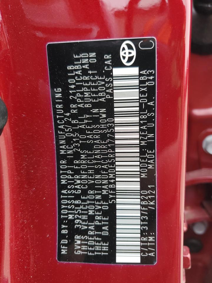 2024 Toyota Corolla VIN 5YFB4MDE5RP177530 Copart auction photo, mechanical damage thumbnail 13