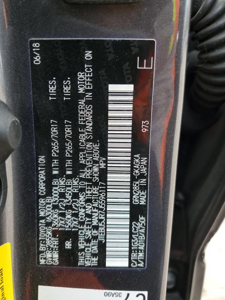 2018 Toyota 4Runner VIN JTEBU5JR7J5596117 Copart auction photo, side / minor dent/scratches damage thumbnail 15