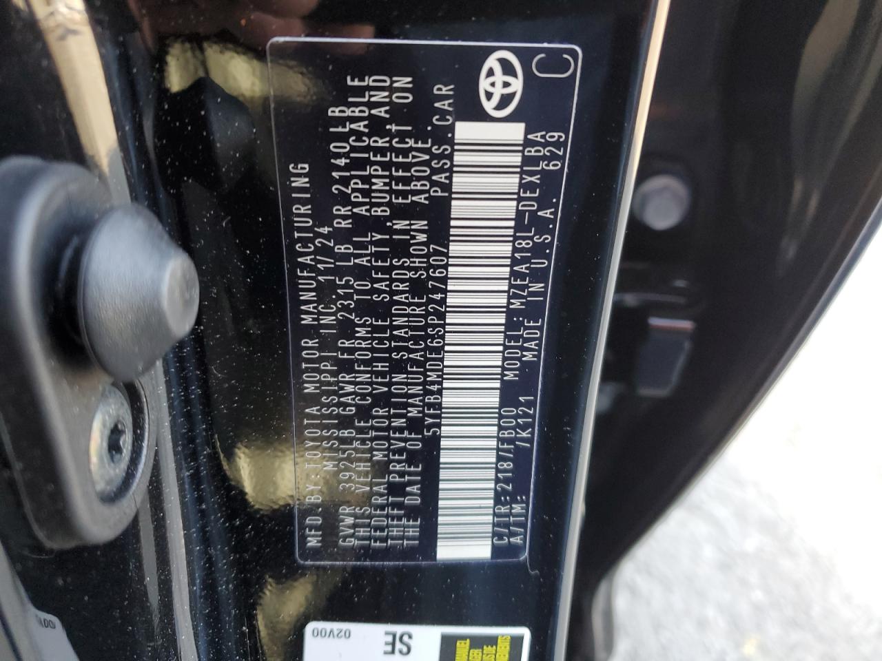 2025 Toyota Corolla VIN 5YFB4MDE6SP247607 Copart auction photo, side damage thumbnail 14