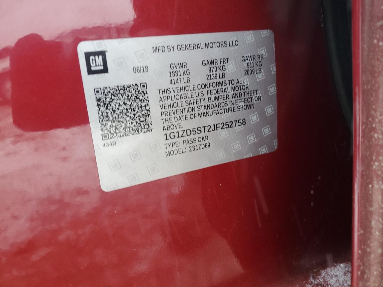 2018 Chevrolet Malibu VIN 1G1ZD5ST2JF252758 Copart auction photo, front end / side damage thumbnail 13