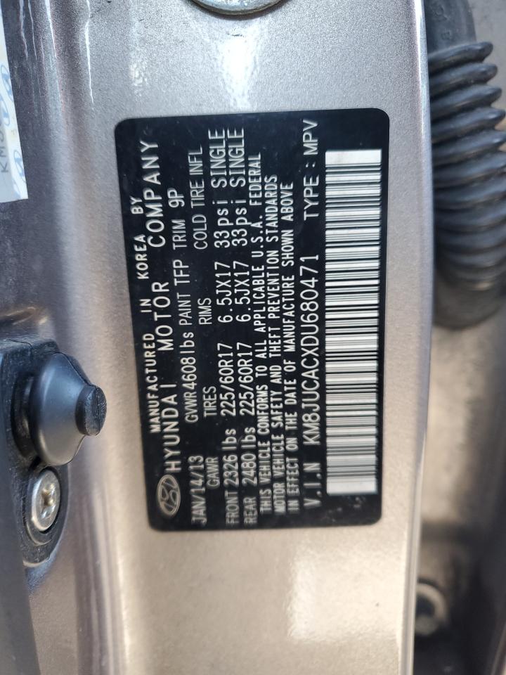 2013 Hyundai Tucson VIN KM8JUCACXDU680471 Copart auction photo, front end / all over damage thumbnail 13