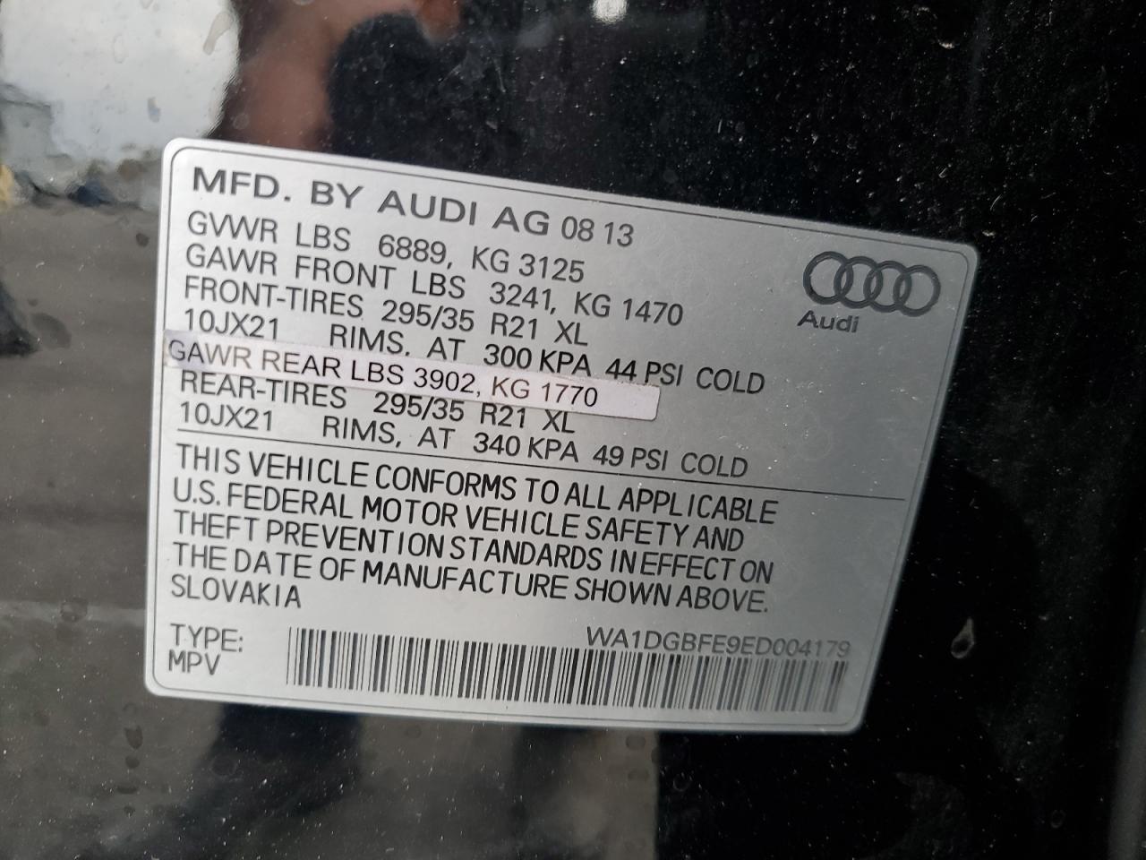 2014 Audi Q7 VIN WA1DGBFE9ED004179 Copart auction photo, minor dent/scratches damage thumbnail 13