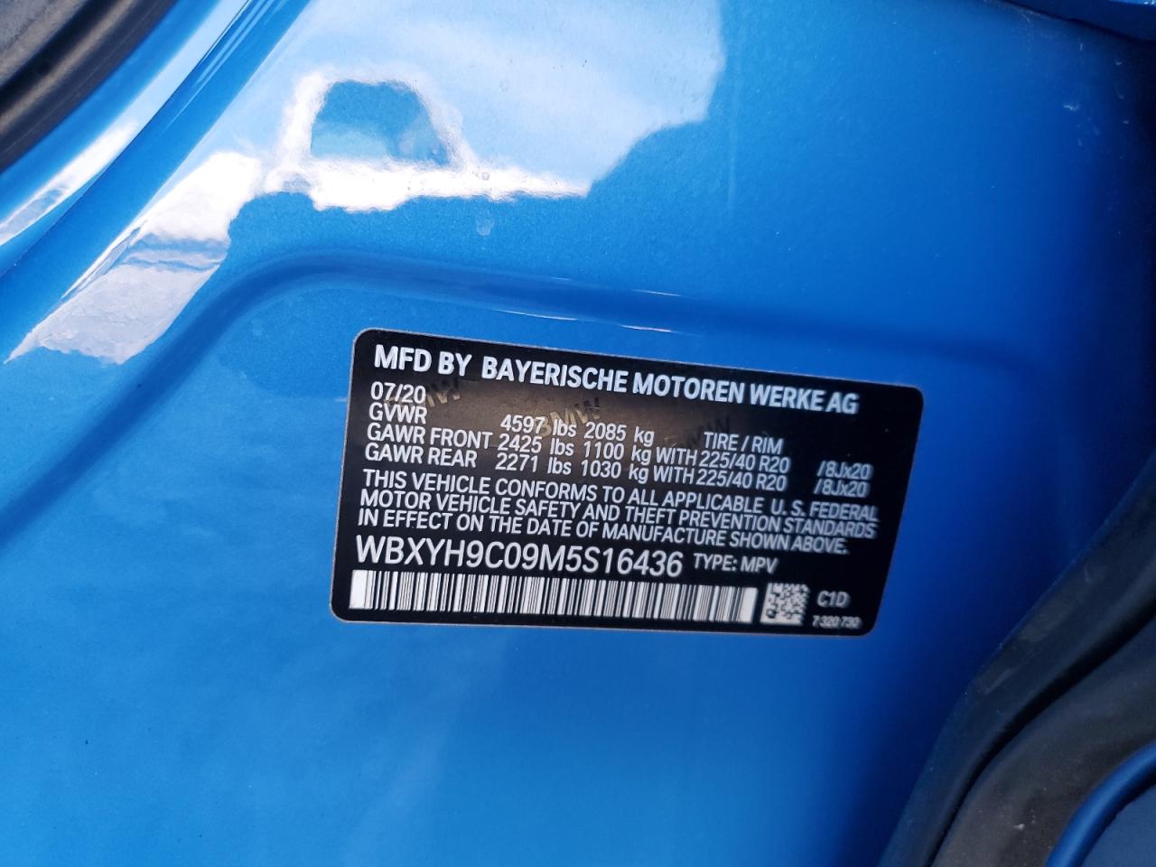 2021 BMW X2 VIN WBXYH9C09M5S16436 Copart auction photo, front end damage thumbnail 12