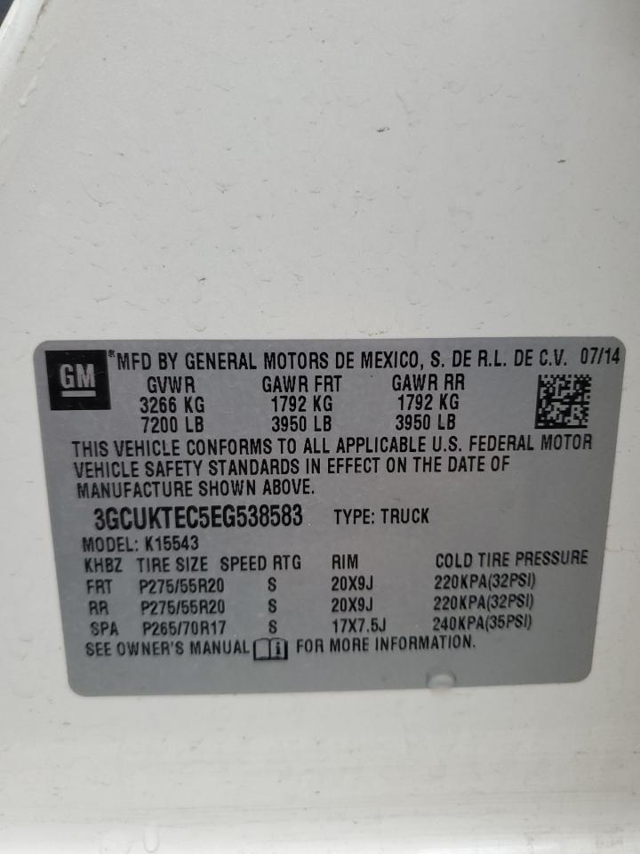 2014 Chevrolet Silverado VIN 3GCUKTEC5EG538583 Copart auction photo, front end / side damage thumbnail 12