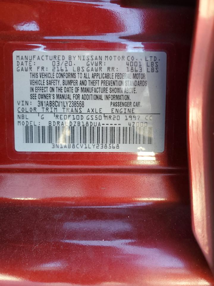 2020 Nissan Sentra VIN 3N1AB8CV1LY238568 Copart auction photo, side / front end damage thumbnail 15