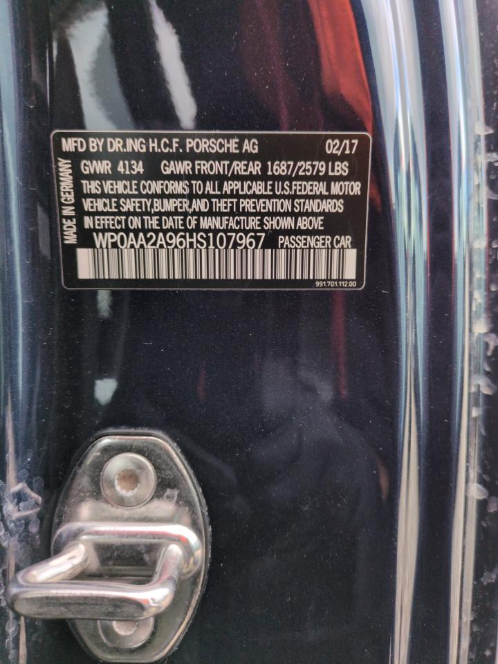 2017 Porsche 911 VIN WP0AA2A96HS107967 Copart auction photo, front end damage thumbnail 12