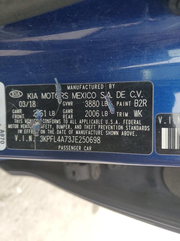 2018 KIA Forte VIN 3KPFL4A73JE250698 Copart auction photo, front end damage thumbnail 12