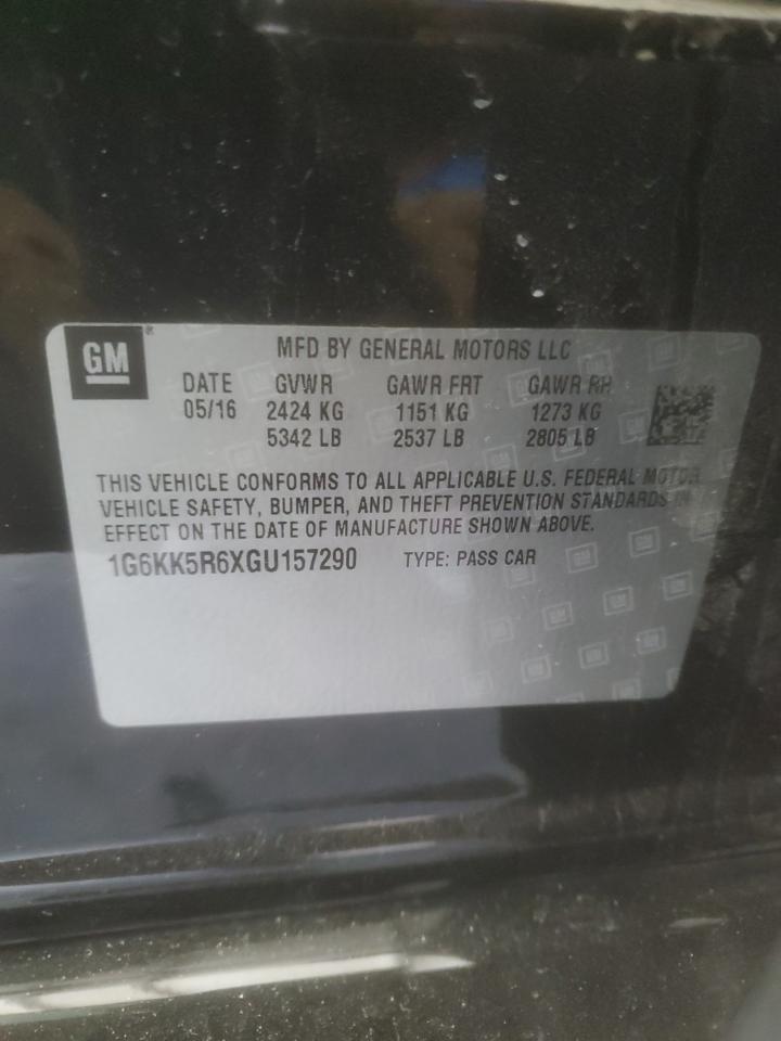 2016 Cadillac CT6 VIN 1G6KK5R6XGU157290 Copart auction photo, side damage thumbnail 12