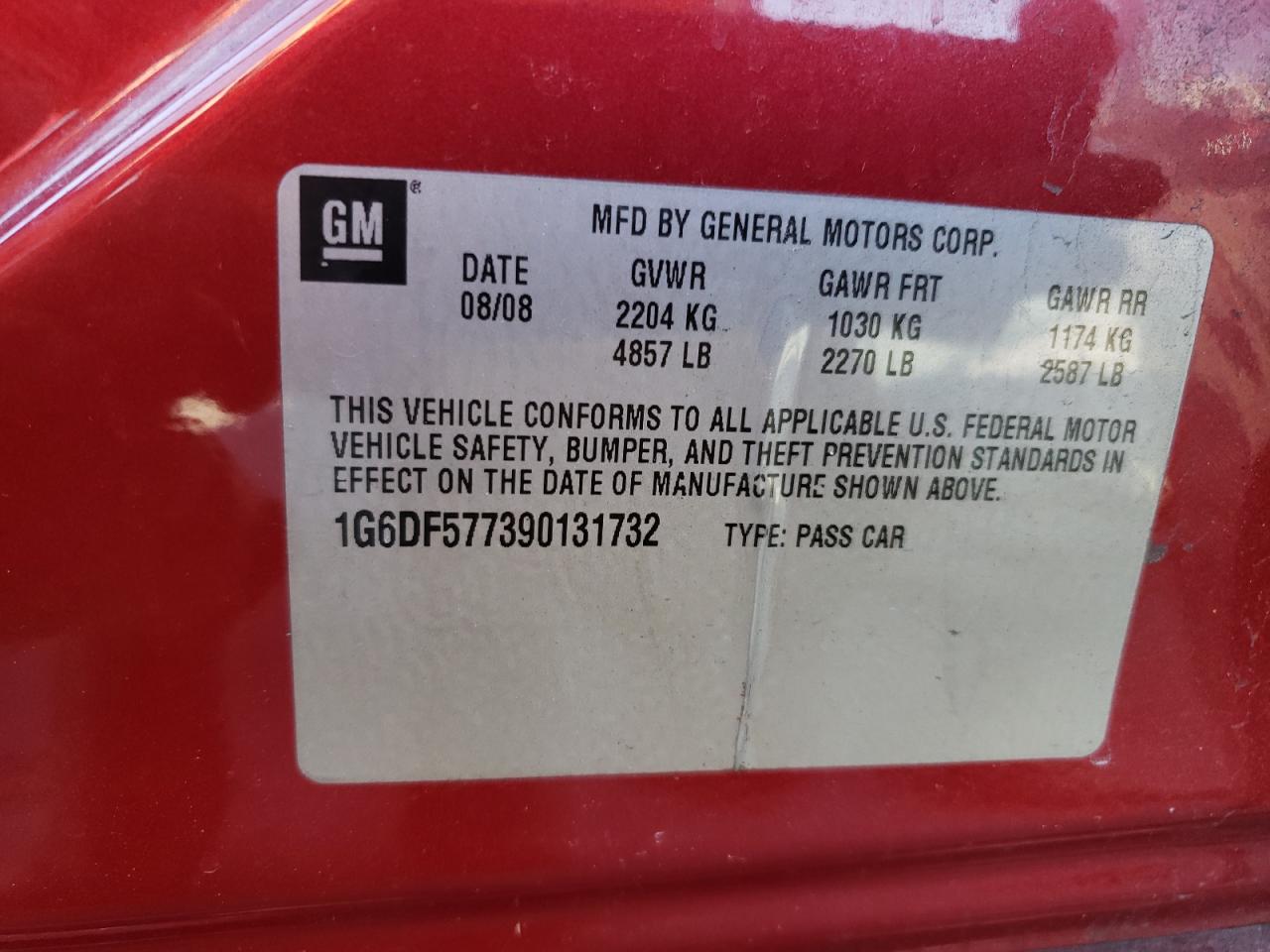 2009 Cadillac CTS VIN 1G6DF577390131732 Copart auction photo, undercarriage damage thumbnail 14