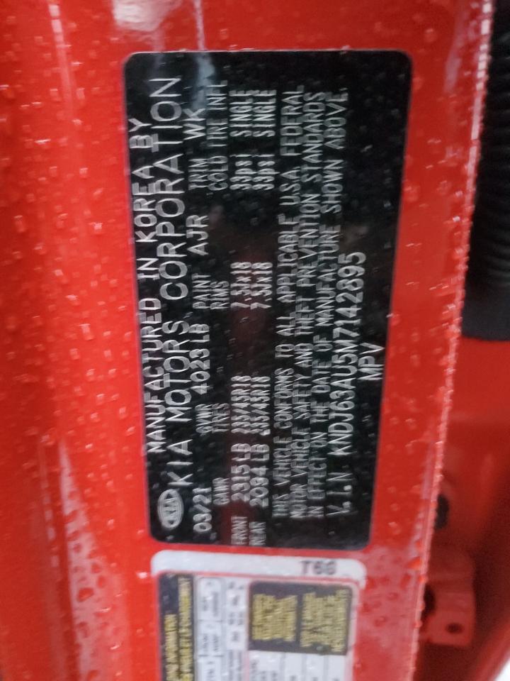 2021 KIA Soul VIN KNDJ63AU5M7142895 Copart auction photo, rear end damage thumbnail 13