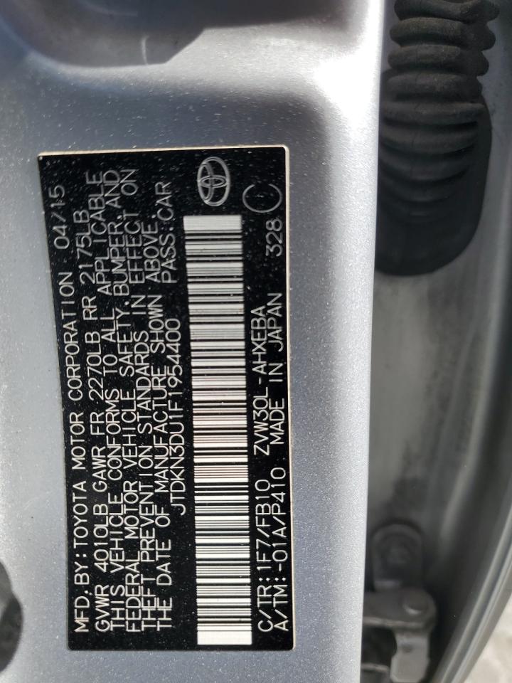 2015 Toyota Prius VIN JTDKN3DU1F1954400 Copart auction photo, front end damage thumbnail 13
