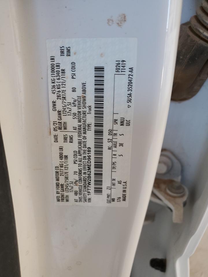 2021 Ford F250 VIN 1FT7W2B62MED96189 Copart auction photo, front end / hail damage thumbnail 13