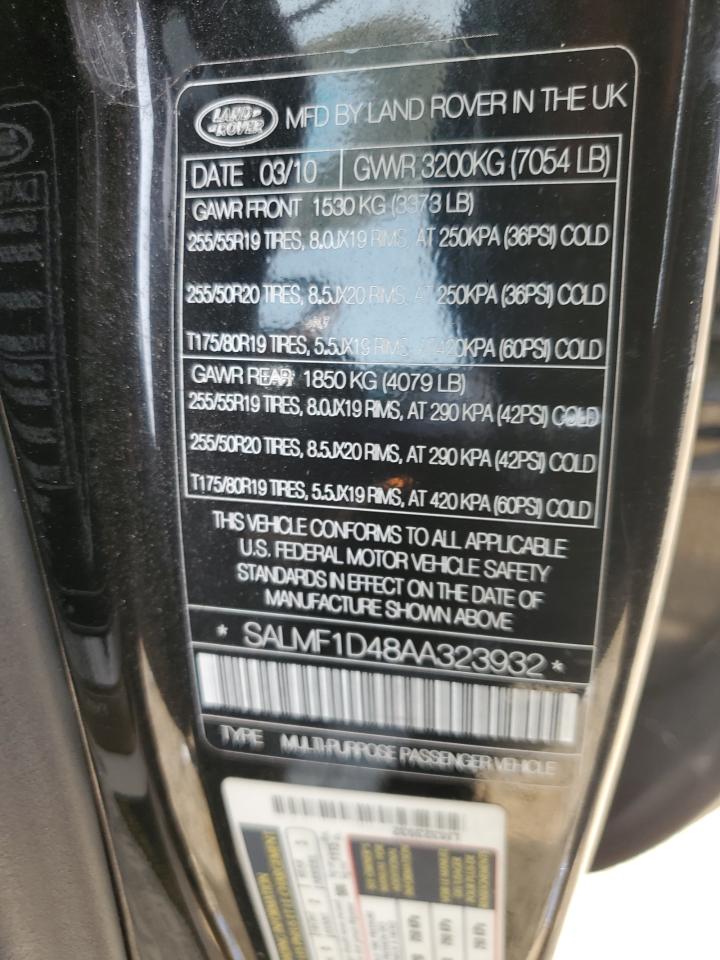 2010 Land Rover Range Rover VIN SALMF1D48AA323932 Copart auction photo, front end damage thumbnail 15