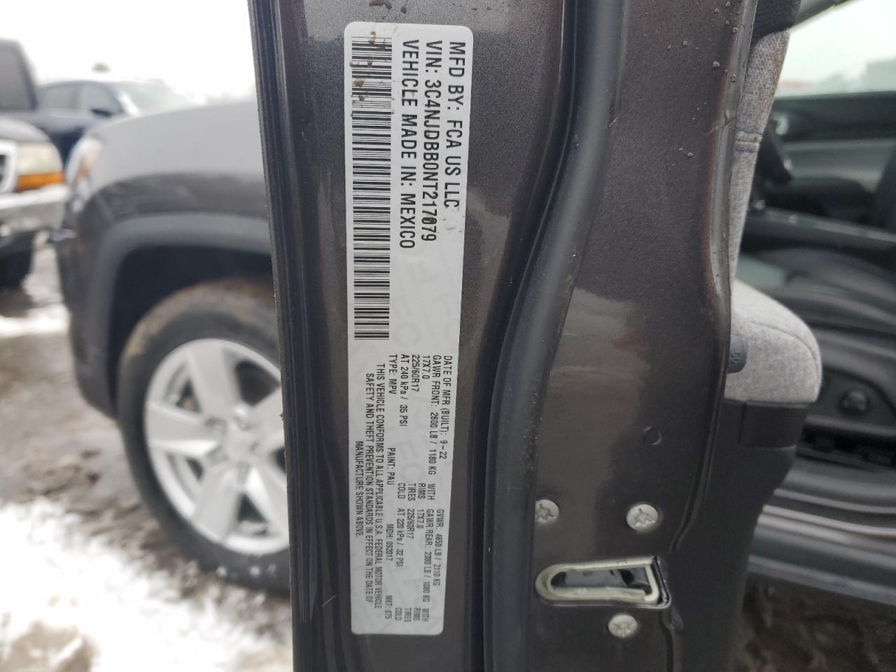 2022 Jeep Compass VIN 3C4NJDBB0NT217079 Copart auction photo, side damage thumbnail 13